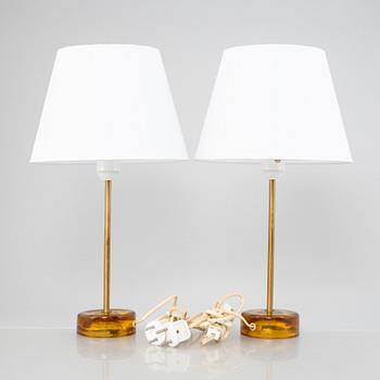 Bordslampor ett par, Nybro Armaturfabrik. 1900-talets andra hälft.