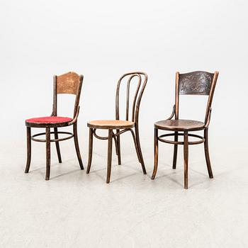 A set of six  bent wood and rattan chairs, one pair Fischel Vienna, from the first half of the 20th century.