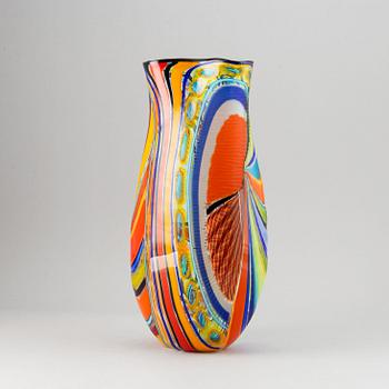 Schiavon, a multi coloured glass vase, "Arlecchino", Murano, Italy 2015, 1/1.