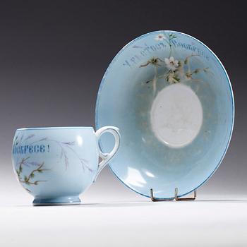 KAFFEKOPP, porslin, Gardner, Ryssland 1880-1890.