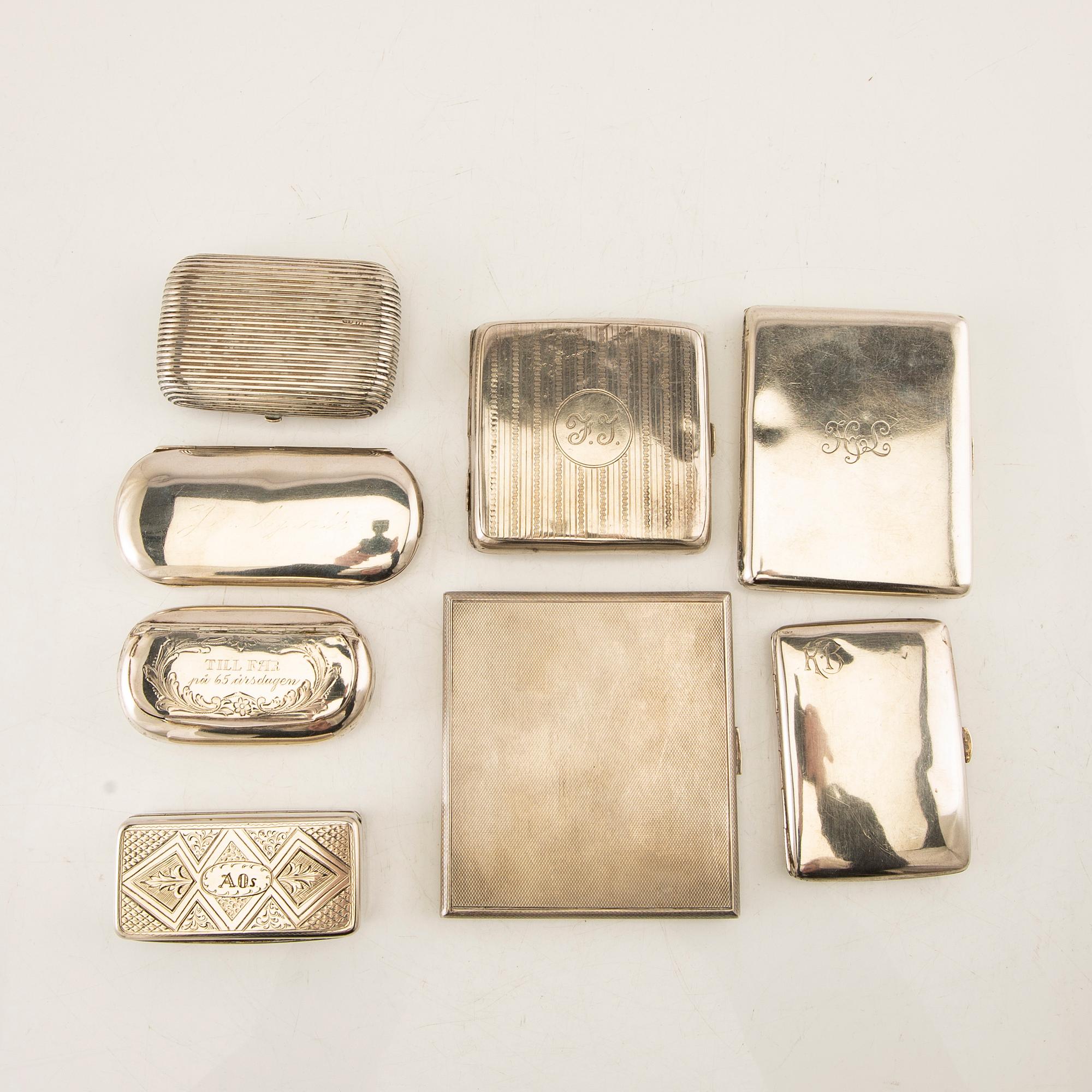 Dosor/etuin 8 st silver 18/1900-tal.