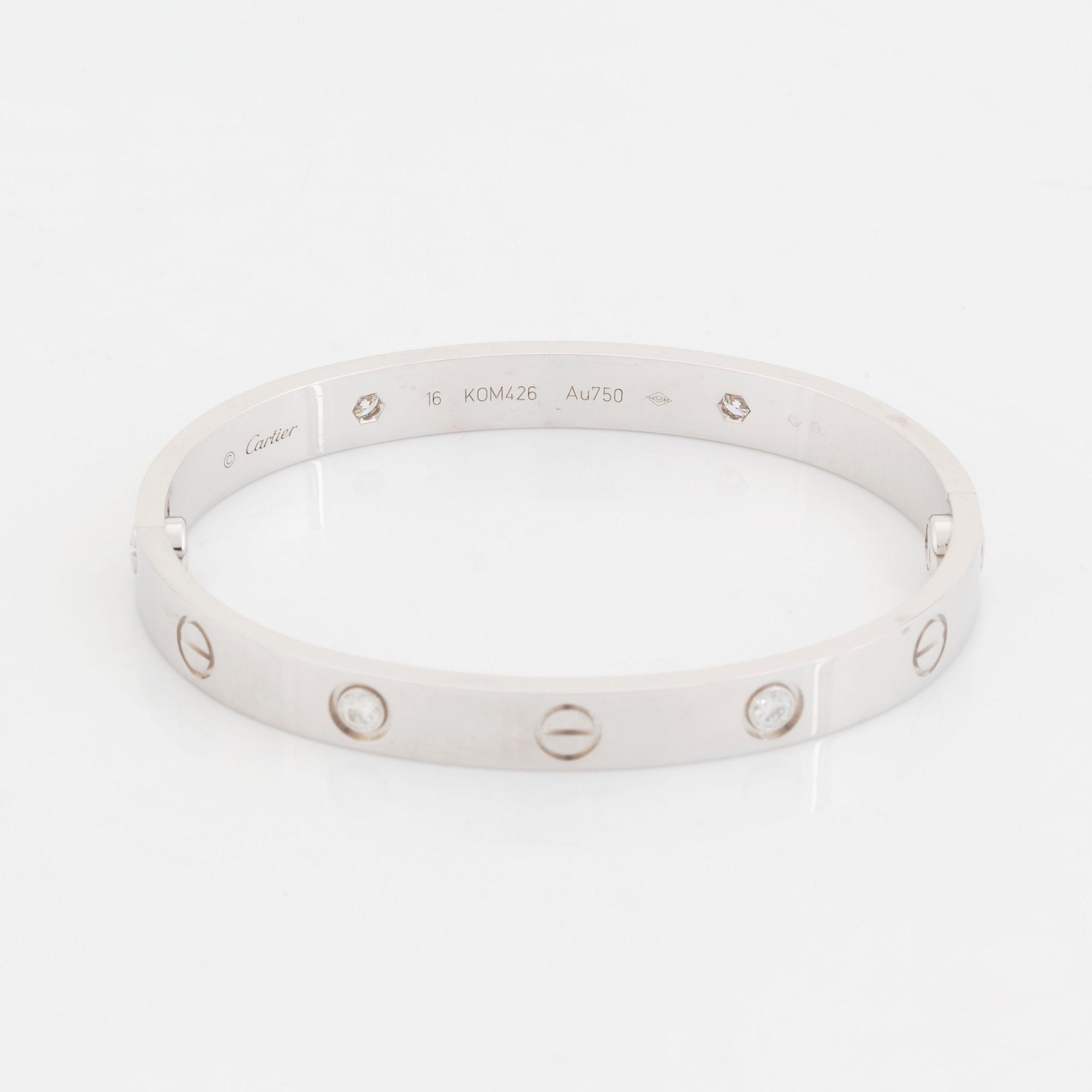 A Cartier bracelet "Love" in 18K white gold set with round brilliant-cut diamonds.