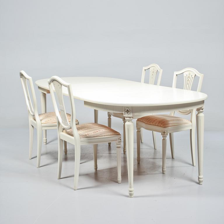 MATSALSGRUPP, 5 delar, gustaviansk stil, 1900-talets andra hälft.