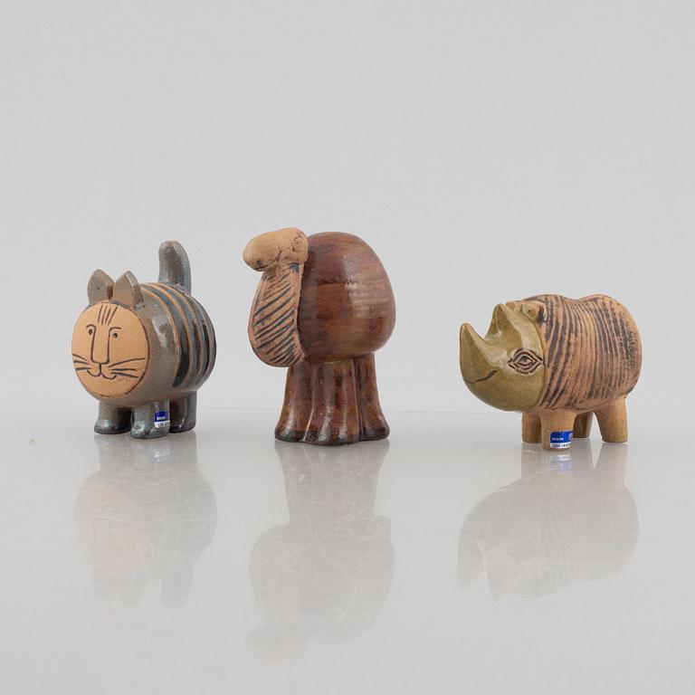 Lisa Larson, figuriner, 3 st, stengods, ur serien "Menageri", Gustavsberg.