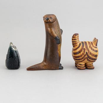 Lisa Larson, three stoneware figurines for Gustavsberg.