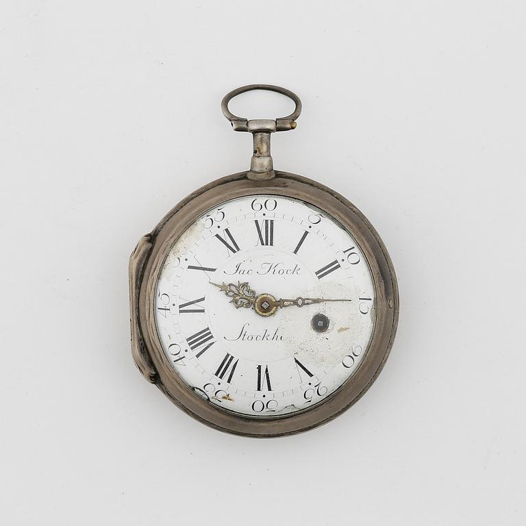 HERRFICKUR, silver, Jacob Kock, verksam 1762-1803 i Stockholm. Vikt ca 111 gram.