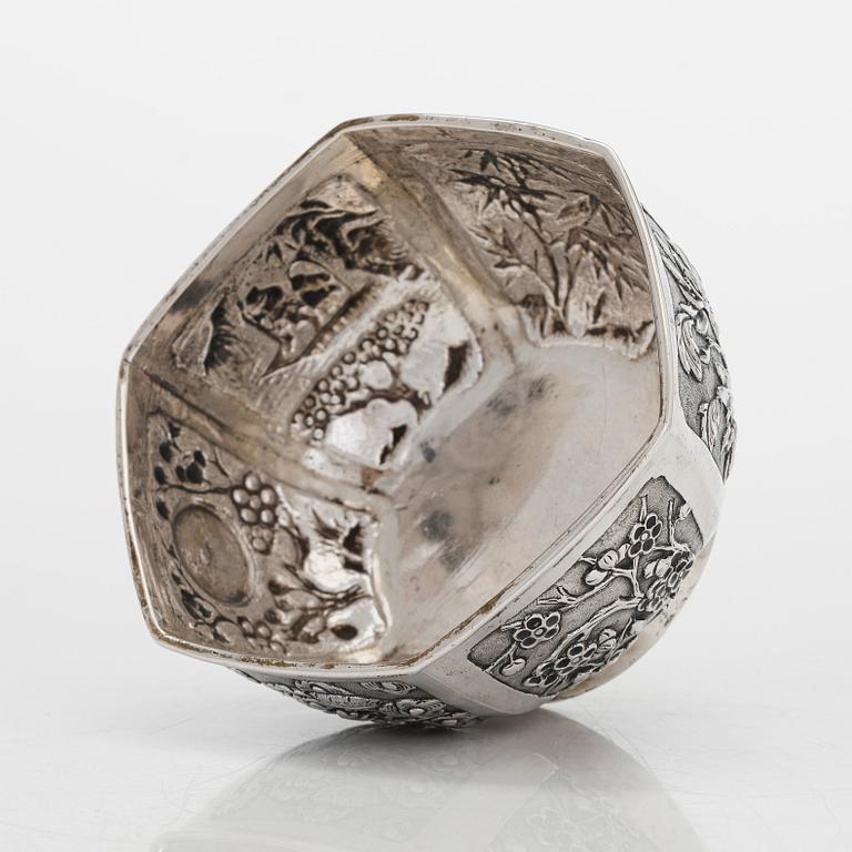 Gem Wo, skål, export silver, Kanton, 1850-75.