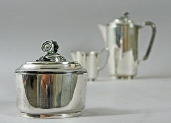 KAFFESERVIS, 3 delar, silver, Per Sköld, Malmö.