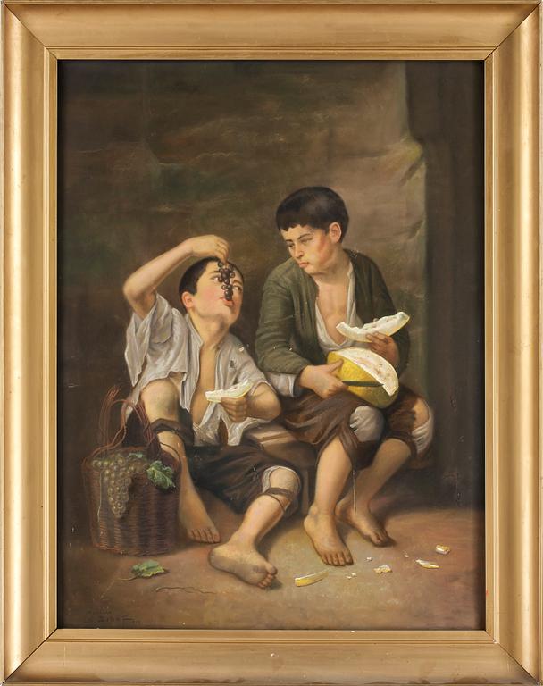 BARTOLOMÉ ESTEBAN MURILLO, efter, pastell på papper, otydl sign o dat 1914.