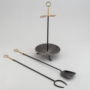 Gunnar Ander, a three pieces metal fire stand, Ystad Metall, Sweden.