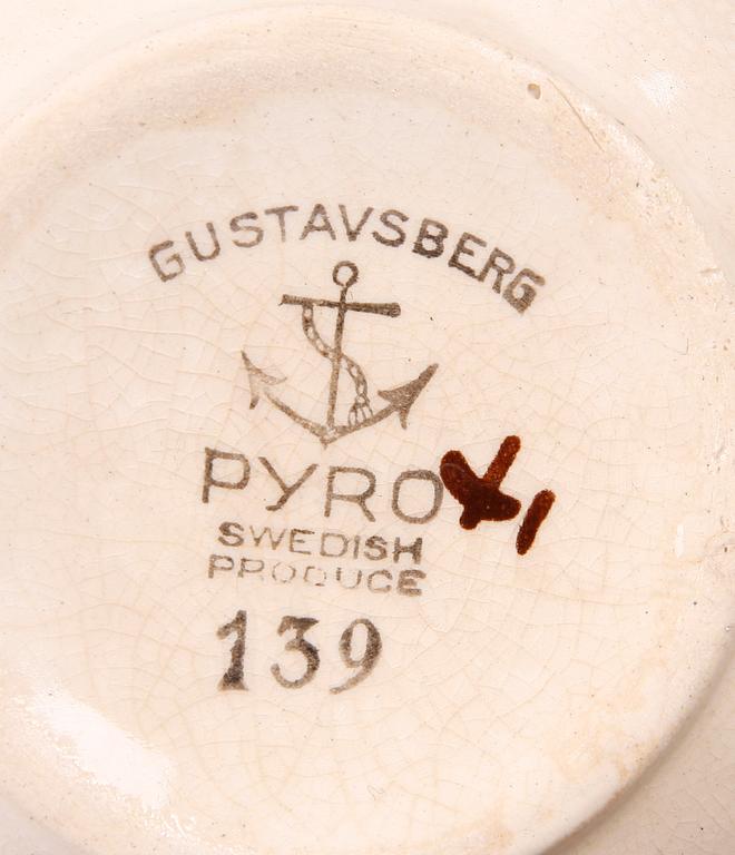 SERVISDELAR, 7st, "Pyro Brun", Wilhelm Kåge, Gustavsberg.