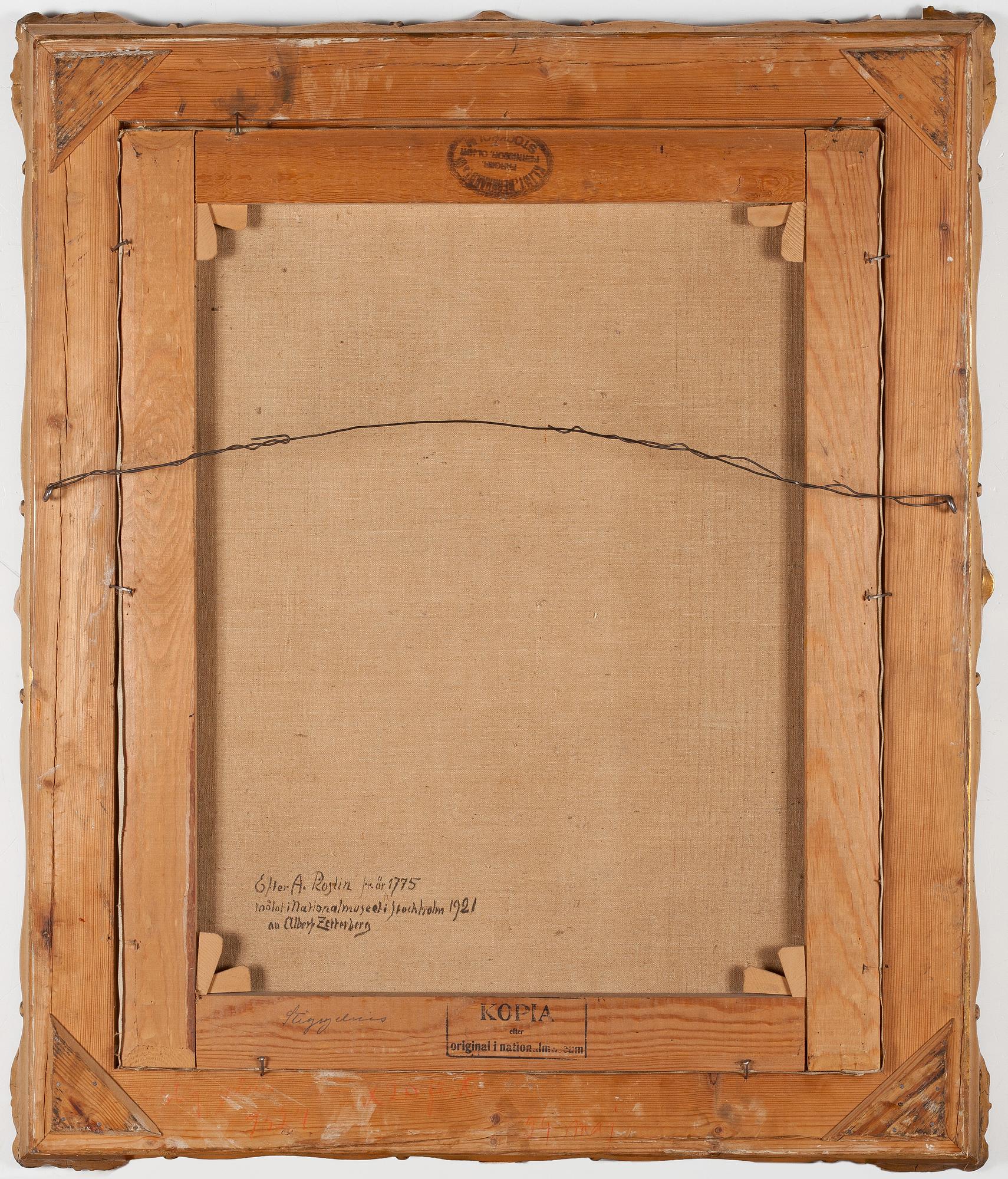 Albert Zetterberg, copy after Alexander Roslin, oil on canvas, marked verso.