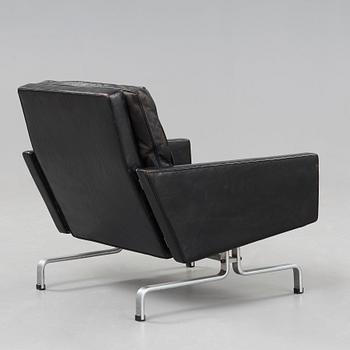 Poul Kjaerholm, a 'PK-31' black leather and steel armchair, E Kold Christensen, Denmark 1960's.