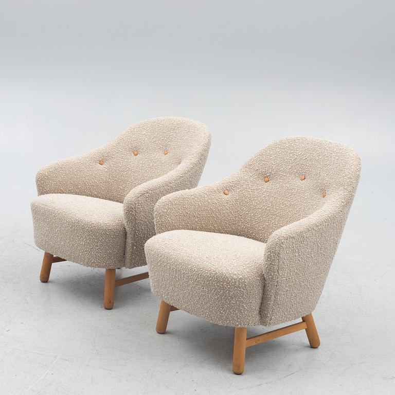 Fåtöljer, ett par, "Annukka", modell 1408, Asko 1950-tal.