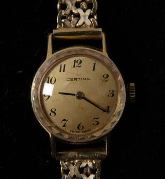 DAMARMBANDSUR, Certina, delvis 18 K guld.