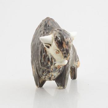 Taisto Kaasinen, a "Bison" stoneware figurine, Arabia, Finland, 1962-80.