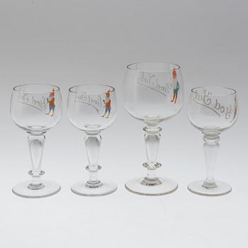 FOUR MATCHED GLASS CHRISTMAS GLASSES, circa 1900.