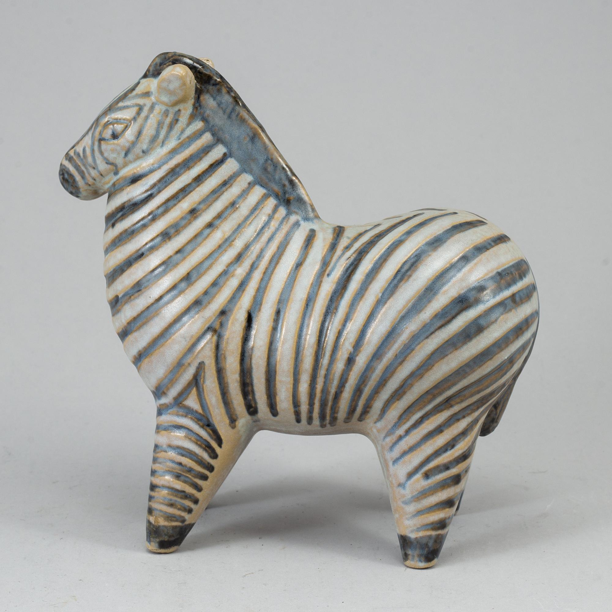 A Lisa Larson stoneware figure of a zebra, Gustavsberg.