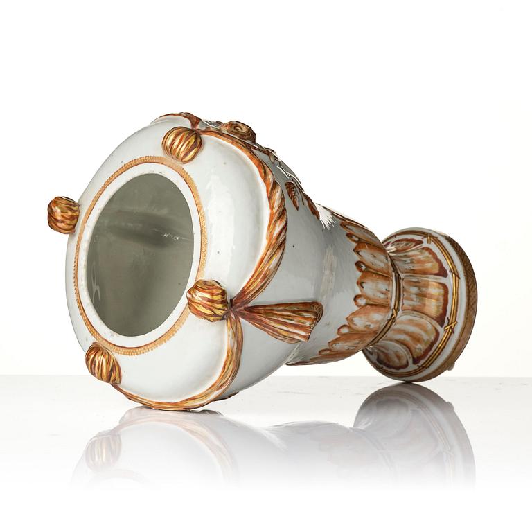 An enamelled potpourri vase made into a lamp, 18th century.