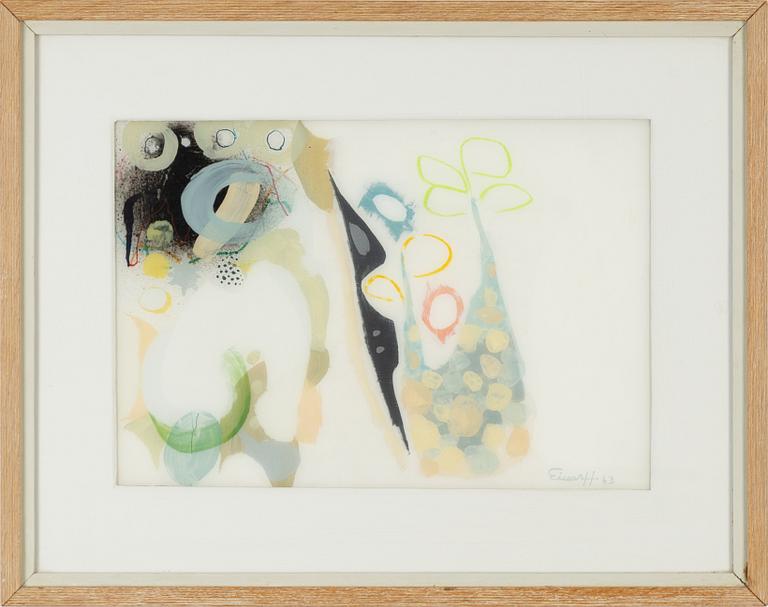 Einar Hylander, mixed media, acrylic glass, signed and dated 63.