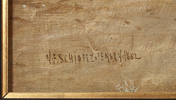 NIELS FREDERIK SCHIÖTTZ-JENSEN, olja på duk, otydl sign, dat 1882.