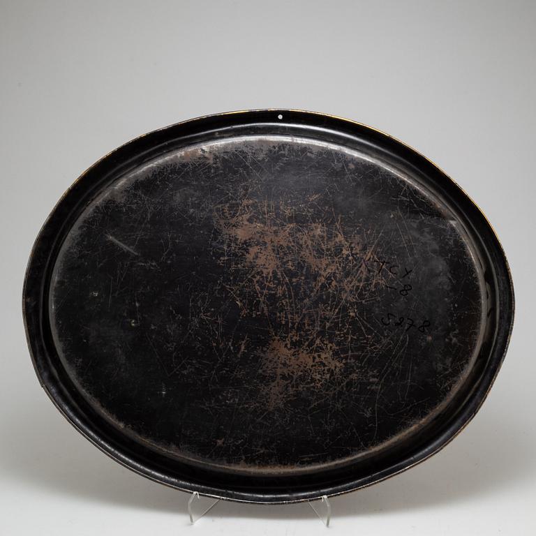 A Chinoiserie metal tray, 19th century.