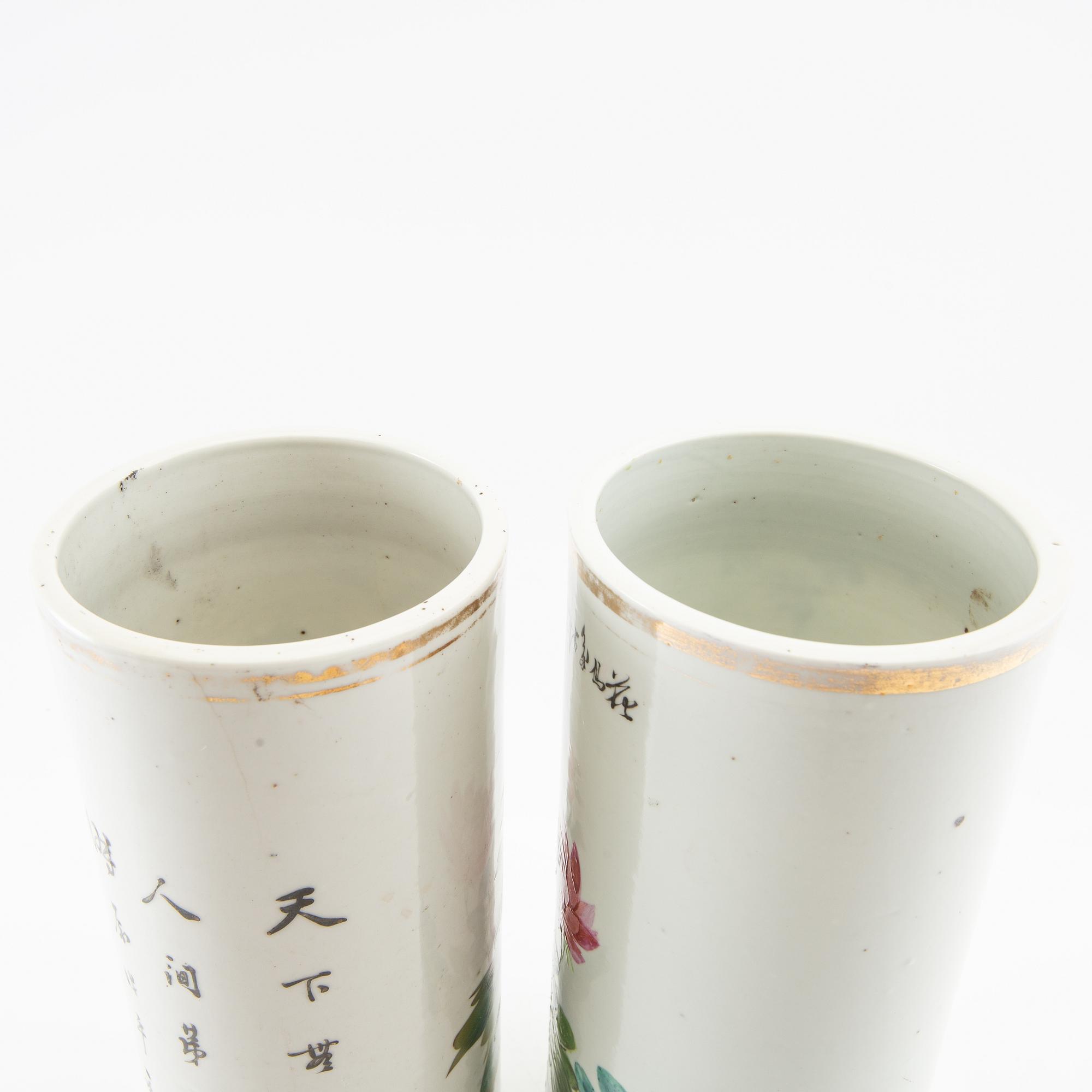 Penselvaser 2 st Kina 1900-tal porslin.