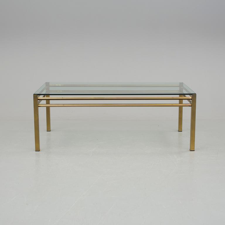 SOFFBORD, glas och mässing, 1970-tal.