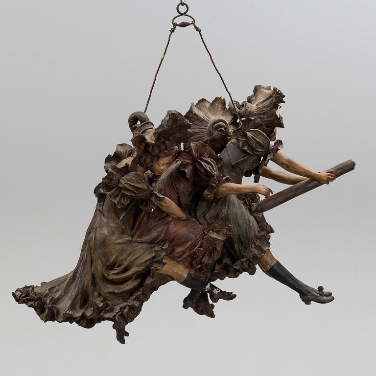 ERNST WAHLISS, sculpture, painted plaster, Turn, Vienna, Austria, circa 1900.