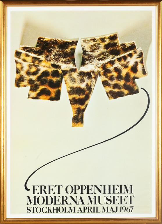 UTSTÄLLNINGSAFFISCH, Meret Oppenheim, Moderna Museet, daterad 1967.