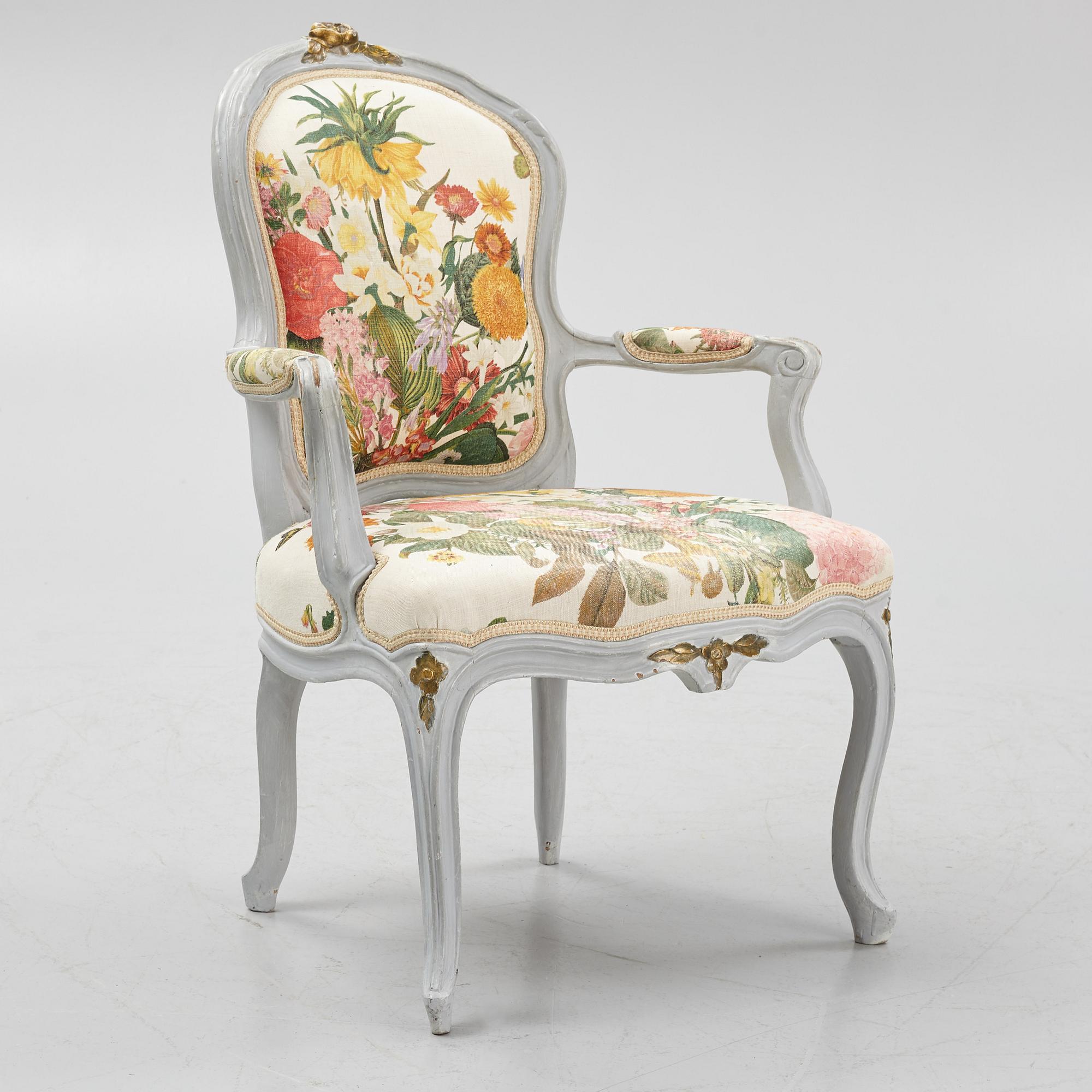 Karmstol, rokokostil, 1800-tal.