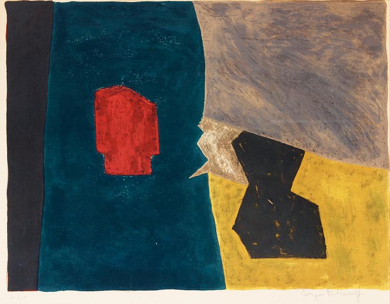 Serge Poliakoff, "Composition bleue jaune et grise".