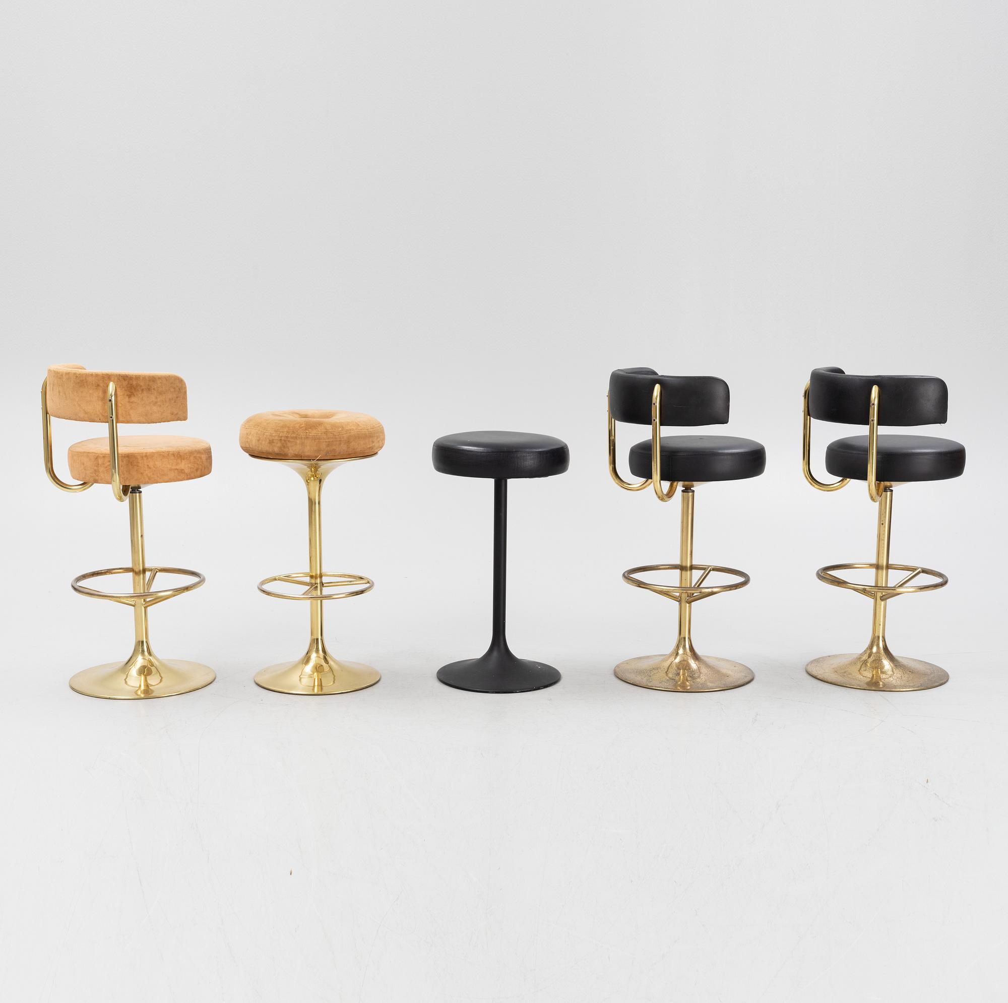 Barstolar, 3 st, barpallar 2 st, Johanson Design. 1900-talets slut.