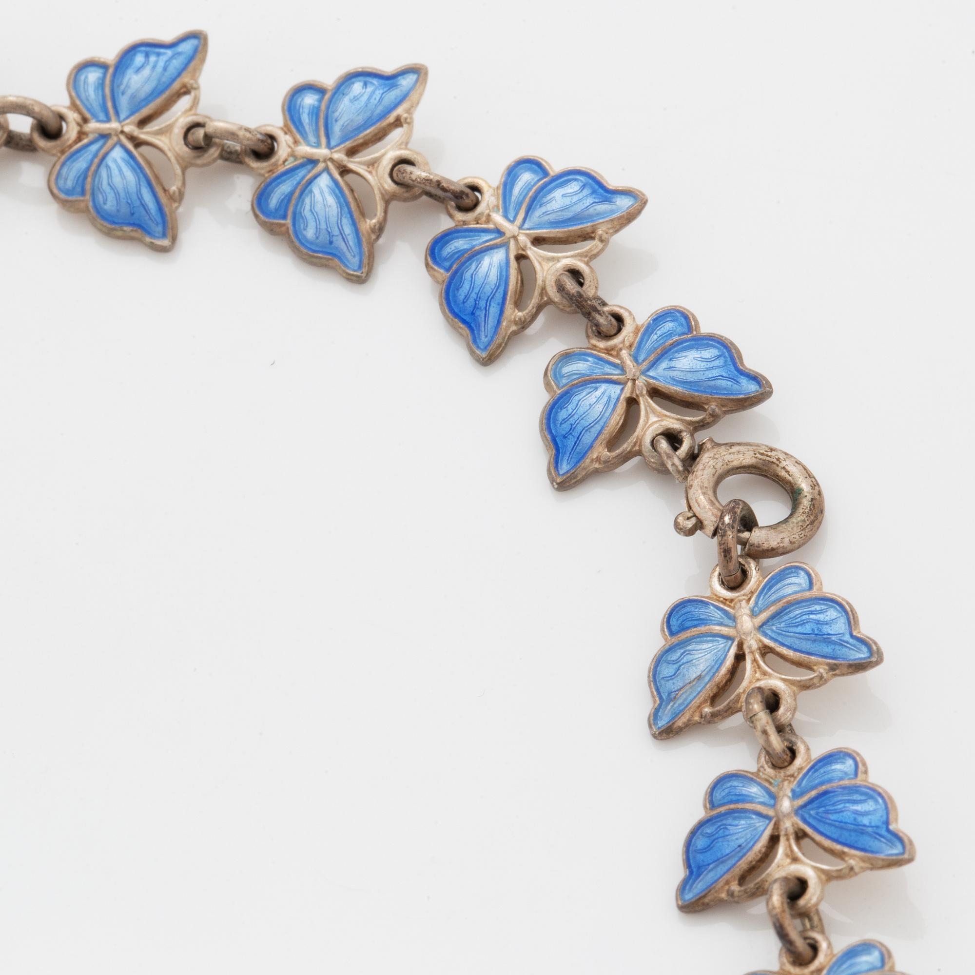 Collier, Volmer Bahner, sterlingsilver och blå emalj, Danmark.