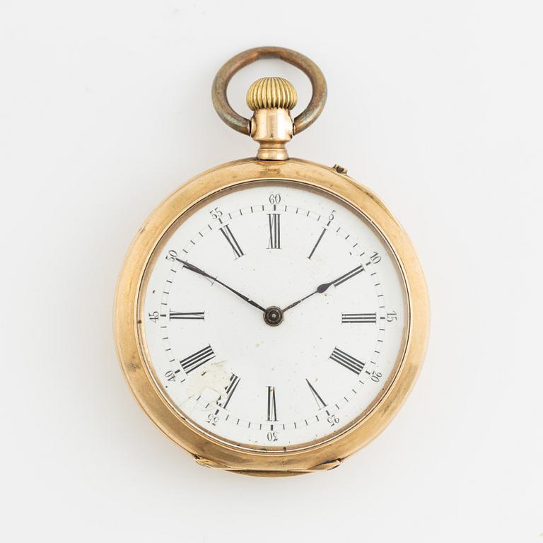 Pocket watch, 14K gold, 37 mm.