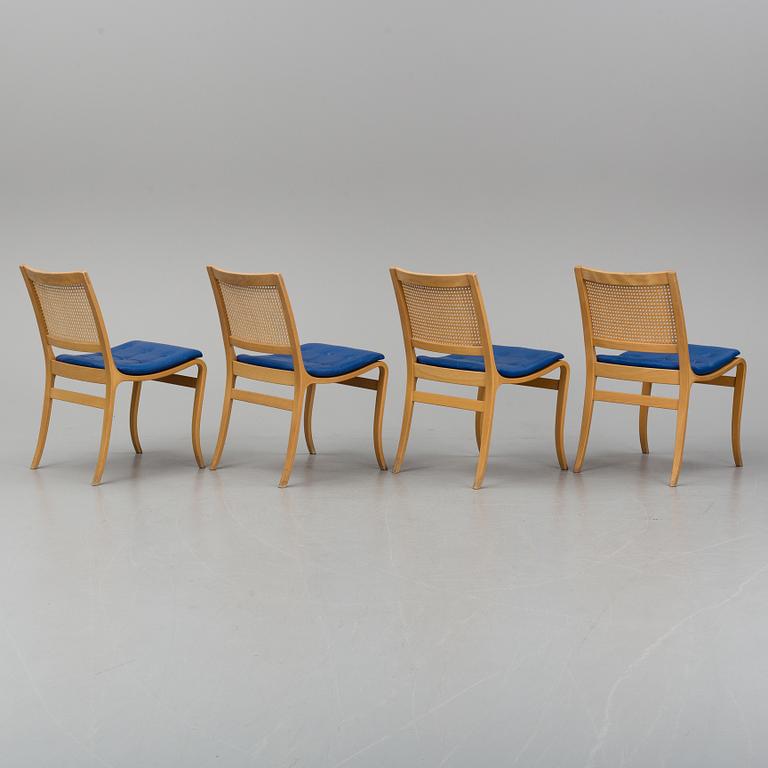 BRUNO MATHSSON, four 'Kerstin' beech and rattan chairs from Dux.