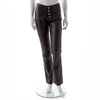 CHROME HARTS, a pair of black leather pants.