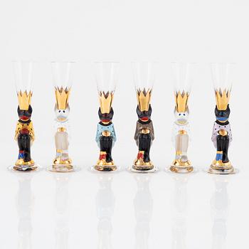 Gunnar Cyrén, six 'Nobel' shot glasses, Orrefors.