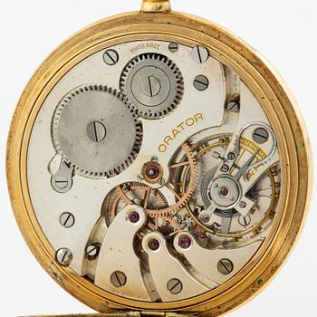 Orator, 18K guld, fickur, 49 mm.
