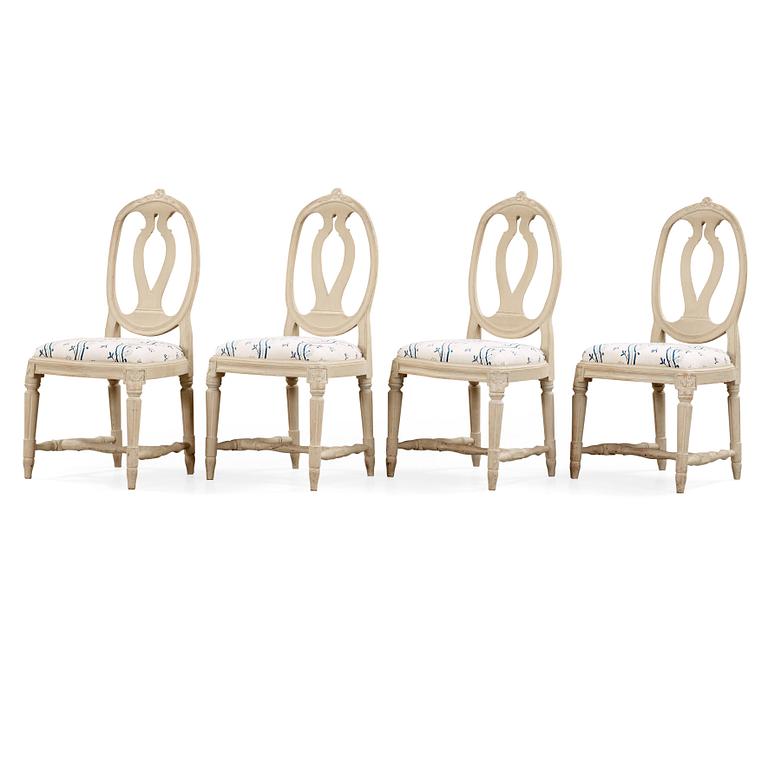 Ephraim Ståhl, Four Gustavian chairs by Ephraim Ståhl, master 1794.