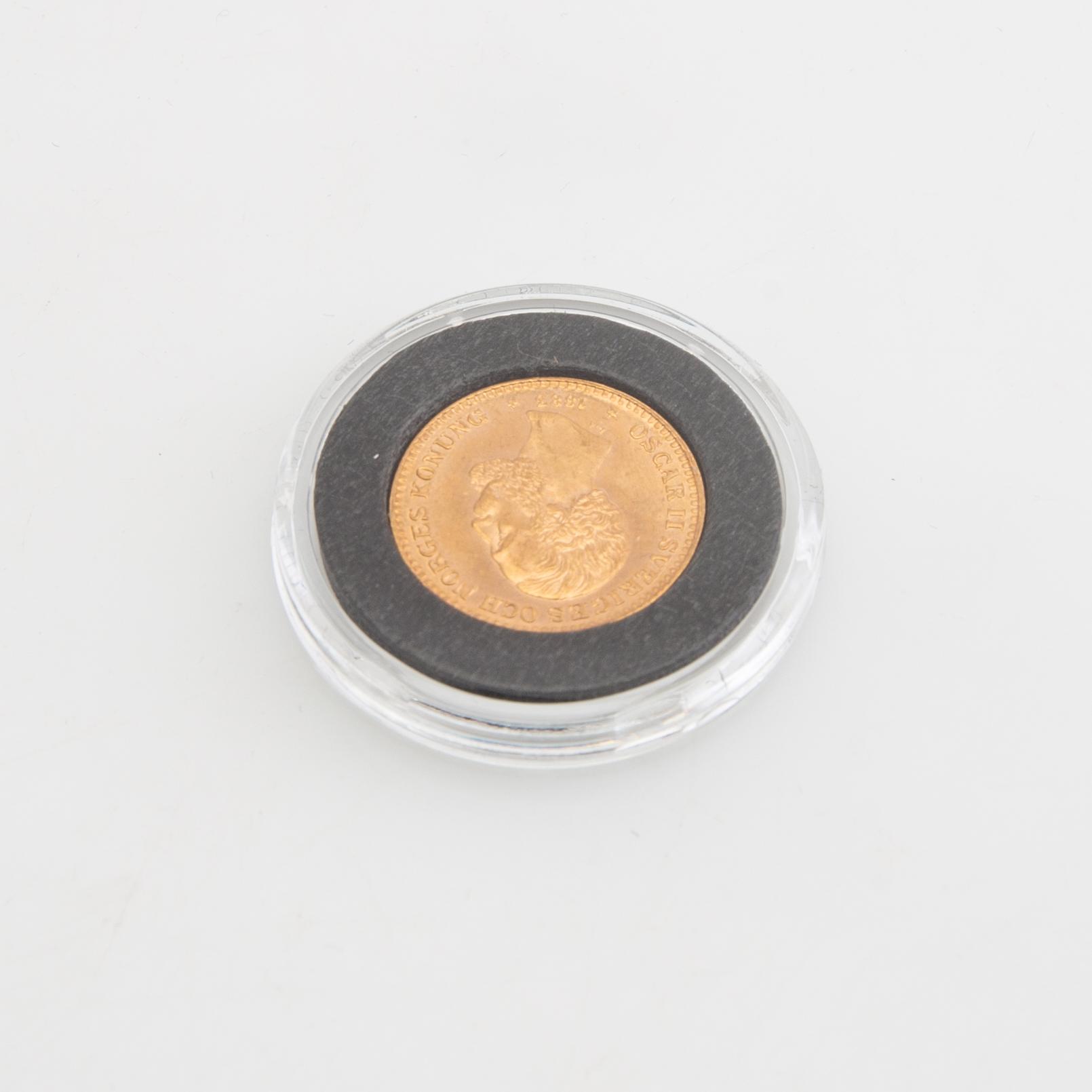 Guldmynt Sverige, Oscar II 10 kr, 1883, felpräglat.