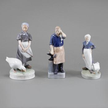 FIGURINER, 3 st, porslin, Royal Copenhagen, Danmark, 1900-talets andra hälft.