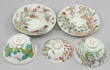 KOPPAR med FAT, 2 st, porslin, Kina, 1900-tal.