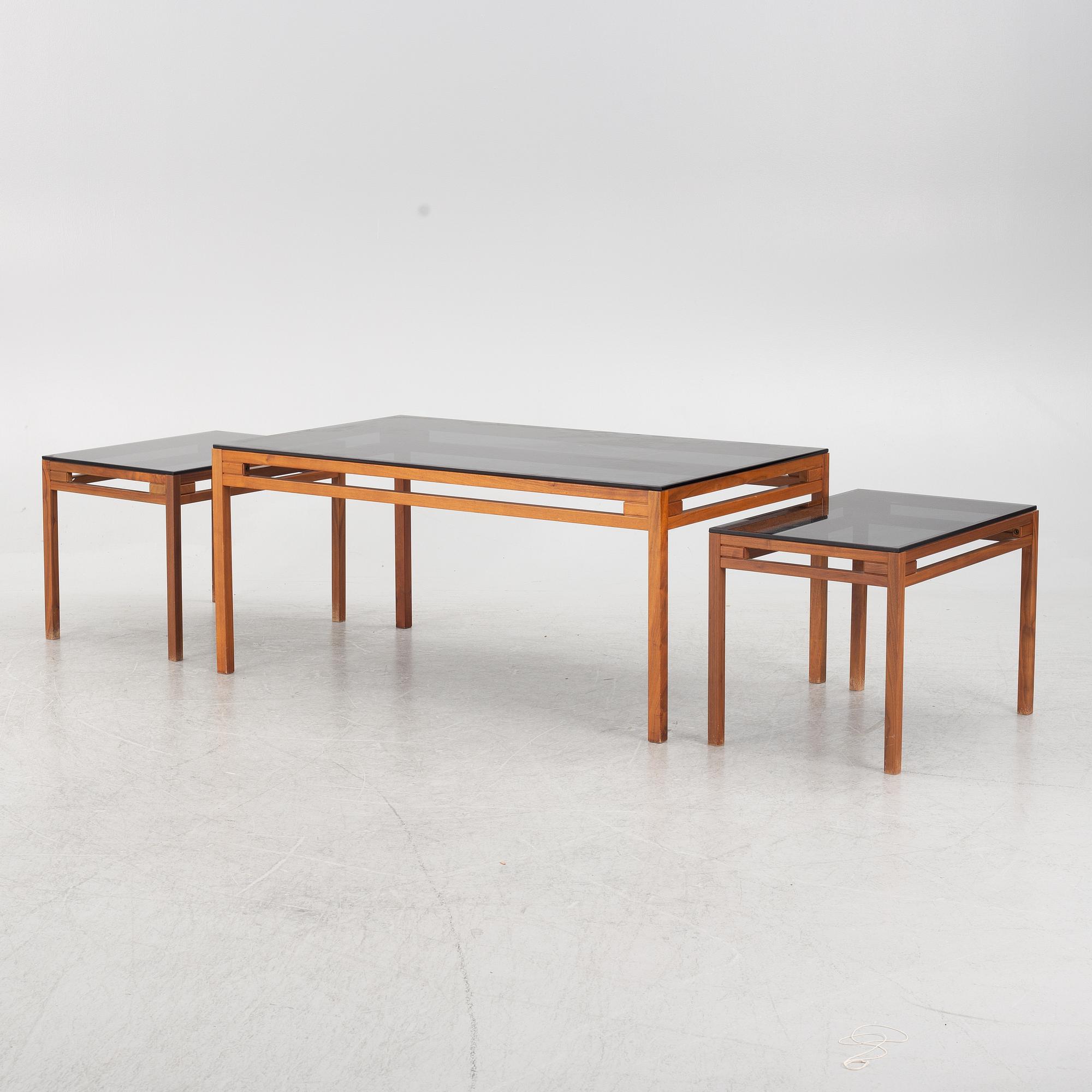 A coffee table and two side tables, second half of the 20th century.