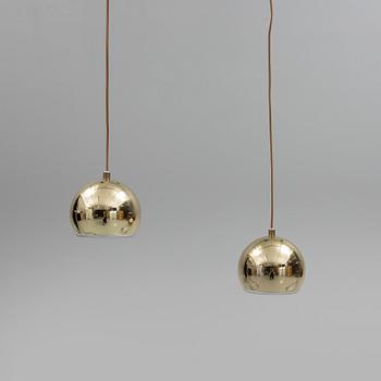 A pair of 1970s brass ceiling lights. Height ca 13 cm.