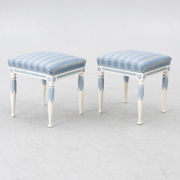 Stools, a pair, Gustavian style, 20th century.
