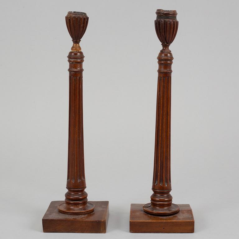 Two candlesticks, probably England. Early 19th century.