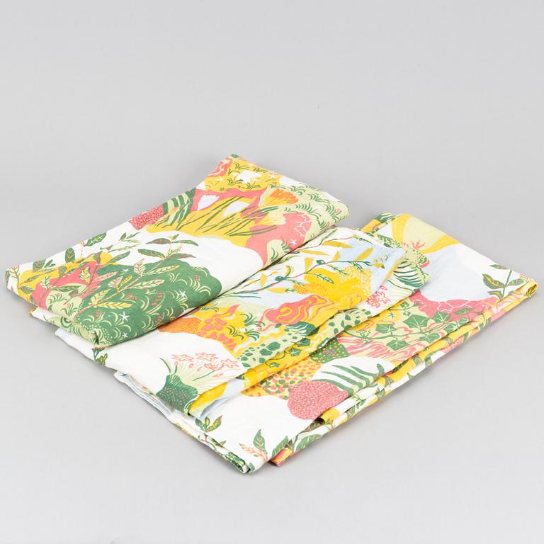 Josef Frank,  3 linen 'Anakreon' curtains, Firma Svenskt Tenn.