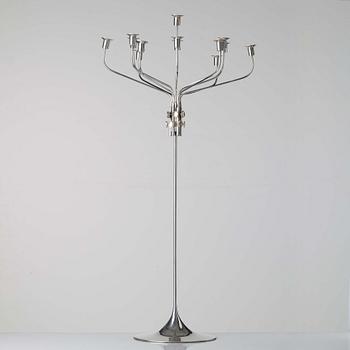 Tapio Wirkkala, a "TW412" sterling candelabrum for thirteen lights, executed by Hopeakeskus OY, Finland post 1968.