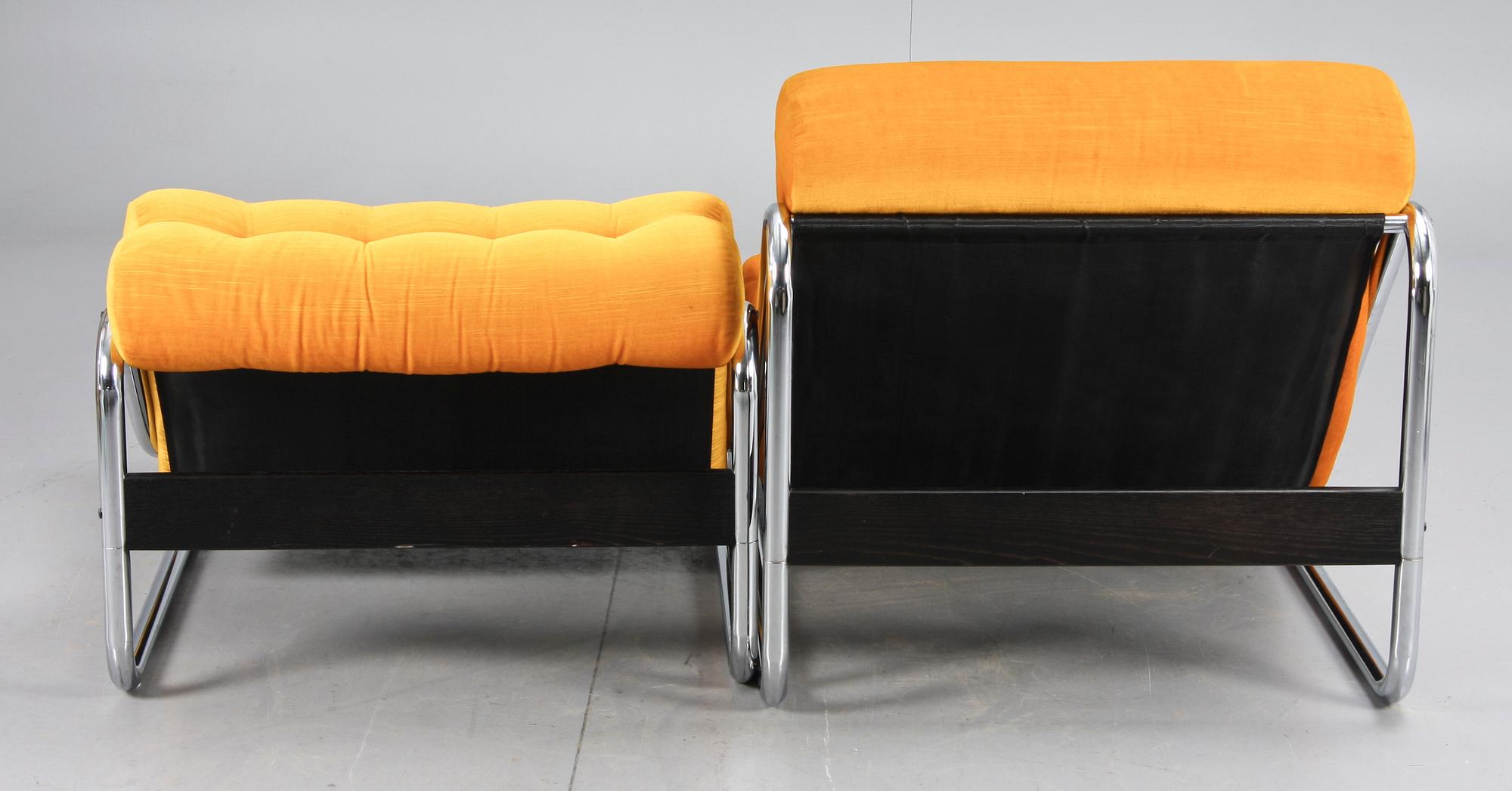 FÅTÖLJER, 2 st, "Impala", Gillis Lundgren för IKEA, 1972.
Tillverkad av Bröderna Granstrand, Skillingaryd, för IKEA.